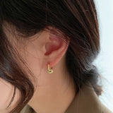 Cifeeo Trendy 14K Gold Plated Geometric Gear Shape Circle Hoop Earrings for Women Girl Korean Fashion Jewelry Buckle Type AAA Zircon