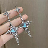 Cifeeo Gothic Irregular Star Stone Earrings Lava Geometric Moonstone Earring Kpop Piercing Drop Earrings Tassel Earcuff Clip Jewelry