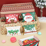 Christmas Gift 12Pcs Christmas Pillow Shape Candy Box Merry Christmas Kraft Paper Gift Box Packging Kids Favors Happy New Year Navidad