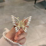 Cifeeo 2022 INS Cute Double Butterfly Hair Clips Clamp For Women Girl Rhinestone Hairpins Barrettes Crab Clip Bridal Hair Accessories