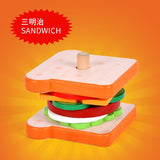 Cifeeo Wooden Burger Stacking Montessori Toys Toddler Kids Preschool Educational Toys Cards Play Food Kids Birthday Toy Gifts