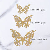 Back to school 12Pcs Gold Butterfly Cake Topper DIY Home Decoration Simulation Metal Texture Hollow Butterflies Wedding Crafts Party Decoration