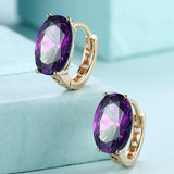 Cifeeo  Fashion Amethyst Earrings For Women Colour Natural Hoop Earrings Wedding Anniversary Gift Jewelry