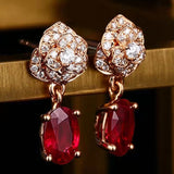 Cifeeo  Exquisite Earrings Red Female Wedding Jewelry Luxury  Earrings For Women Flower Drop Earrings
