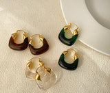 Cifeeo Modern Jewelry High Quality Resin Earrings Pretty Vintage Temperament U Shape Brown Blue Drop Earrings For Women Gifts