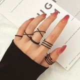 7pcs Sample Jewelry Rings Set Hot Selling Metal Alloy Hollow Round Opening Women Finger Ring For Girl Lady Party Wedding Gifts