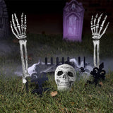 Cifeeo  Halloween Skull Head Realistic Skeleton Stakes Skull Head Hand For Halloween Party Garden Lawn Outdoor Horror Decorations Props