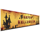 Cifeeo   250X48cm Latest Happy Halloween Banner Bloody Bat Pumpkin Ghost Print Party Backdrop Hanging Banner Halloween Decor