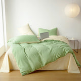 Cifeeo New Simple Solid Color Bedding Set Full Size AB Double-sided Duvet Cover Set with Bed Sheet Quilt Cover and Pillowcases Double