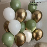 Cifeeo 15pcs Retro Olive Green Chrome Gold Latex Balloons Birthday Party Decor Baby Shower Air Ballon Wedding Celebration Supplies Glob