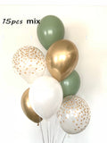 Cifeeo 15pcs Retro Olive Green Chrome Gold Latex Balloons Birthday Party Decor Baby Shower Air Ballon Wedding Celebration Supplies Glob