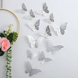 Back To School 12pcs Wall Stickers 3D Hollow Rosegold Butterfly Decorative Sticker for Home Living Room Bedroom Kids Room Wall Wedding Decor