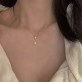 Cifeeo Vintage Shining Zircon Water Pendant Necklace For Women Fashion Gold Color Simple Clavicle Chain Necklace Party Wedding Jewelry