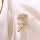 Cifeeo Hot Selling Brooch For Women Ginkgo Leaf Zircon Brooches Dresse Accessory Fine Jewelry Women's Gifts