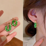 Gorgeous Green Cubic Zirconia Stud Earrings for Women Noble Wedding Party Earring Fine Birthday Gift Lady Fashion Jewelry