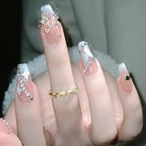 Cifeeo（Handmade Manicures）10 PCS Handmade Fake Nail Patch Pure Desire Wind Flash Diamond Sweet Starry Bow Detachable