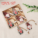 Christmas Gift 9/12Pcs Navidad 2022 New Year Gift Christmas Tree Decorations Gnomes Wooden Pendants Ornaments Xmas Decorations For Home Noel