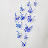 Back to school 12Pcs 3D Hollow Butterfly Wall Sticker for Home Decoration DIY Cake Decor Butterfly Stickers for Wedding Party Room Fridge Decor