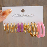 Cifeeo Boho Resin Colorful Earrings Set For Women Pearl Butterfly Gold Color Metal Circle Dangle Earrings Cartoon Party Jewelry Gifts