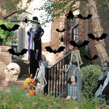 Cifeeo  1 Set Halloween Decorative Big Spiders Glowing Eyes Bat Hanging Ornamental Halloween Party Courtyard Wall Decoration