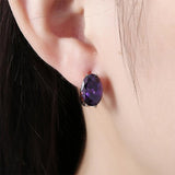 Cifeeo  Fashion Amethyst Earrings For Women Colour Natural Hoop Earrings Wedding Anniversary Gift Jewelry