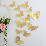 Back To School 12pcs Wall Stickers 3D Hollow Rosegold Butterfly Decorative Sticker for Home Living Room Bedroom Kids Room Wall Wedding Decor
