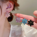 Back to school New Arrival Stud Earrings Fashion Plant Crystal Women Classic Korean Flower Elegant Simple Female Jewelry