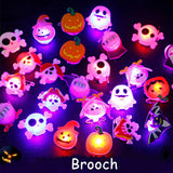 Cifeeo  10Pcs Halloween Decorations Creative Cute Glowing Ring Brooch Pumpkin Ghost Skull Rings For Kids Gifts Halloween Party Supplies