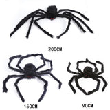 Cifeeo  50Cm/90Cm/150Cm/200Cm Horror Giant Black Plush Spider Halloween Party Decoration Props Kids Children Toys Haunted House Decor