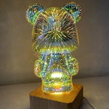 Cifeeo  Fireworks Glass Bear Glow Bear Romantic USB Plug Colorful Changelight Home Bedroom Living Room Desktop Night Light