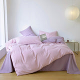 Cifeeo New Simple Solid Color Bedding Set Full Size AB Double-sided Duvet Cover Set with Bed Sheet Quilt Cover and Pillowcases Double