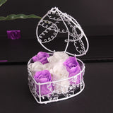 Metal Basket 6 Rose Soap Flower Heart-shaped Gift Box Birthday Valentine's Day Gift Giveaway Aromatherapy Artificial Flowers