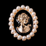 Cifeeo Hot Sales Pearl Brooches For Women Oil Drop Queen Brooch Lapel Pins Oval Shape Pearl Brooches Fashion Jewelry Noble Gifts