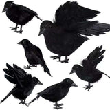 Cifeeo Simulation Crow Ornament Halloween Black Crow Props Simulation Flocking Crow Party Ghost Festival Party DIY Happy Halloween Day