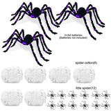 Cifeeo Halloween Giant Spider Black Simulation Super Big Glowing Spider LED Purple Light Props Scary Terror Home Party Outdoor Decor