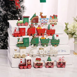 Cifeeo  DIY Xmas Decor Christmas Wooden Train Ornament Tabletop Decor Merry Christmas Decorations for Home New Year 2024 Gifts for Kids