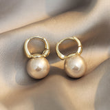 New Simple Celebrity Style Gold Pearl Drop Earrings For Woman Korean Fashion Jewelry Wedding Girl's Sweet Accessories