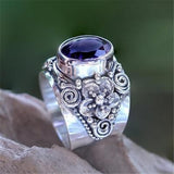 Cifeeo  2022 Original Fashion Purple Stone Ring For Woman Man Retro Thai Silver Natural Exaggerated Atmospheric Jewelry Female Rings