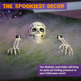 Cifeeo  Halloween Skull Head Realistic Skeleton Stakes Skull Head Hand For Halloween Party Garden Lawn Outdoor Horror Decorations Props