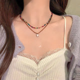 Cifeeo New Korea Summer Lovely Colorful Flowers Daisy Transparent Crystal Beading Strand Short Choker Necklace for Women