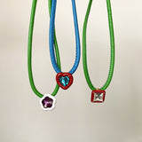 Cifeeo Modern Jewelry Blue Green Cord Necklace New Trend Popular Style Flower Heart Square Pendant Necklace For Female Gifts