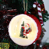 Cifeeo  New Year Luminous LED Light 1pc Pendant Santa Snowman Elk Hollow Christmas Ball Christmas Tree for Xmas Home Decoration