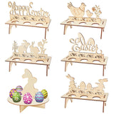 Easter Decoration for Home Wooden Easter Egg Holder Shelves DIY Craft Handmade Ornaments Kids Gift Happy Easter Party Decor