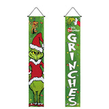 Cifeeo  Christmas Door Garlands Wall Pendants Happy New Year 2023 Couplet Curtain Green Water Ghost Xmas Couplet Merry Christmas Decor