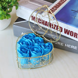 Metal Basket 6 Rose Soap Flower Heart-shaped Gift Box Birthday Valentine's Day Gift Giveaway Aromatherapy Artificial Flowers