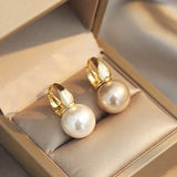 New Simple Celebrity Style Gold Pearl Drop Earrings For Woman Korean Fashion Jewelry Wedding Girl's Sweet Accessories