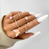 Cifeeo Vintage Hollow Heart Butterfly Rings Set For Women Metal Silver Color Geometric Spiral Shape Ring 22pcs Set 2023 Trendy Jewelry