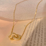 Cifeeo Trendy Fine 14K Real Gold Heart Shaped Opal Chain Pendant Necklace for Women Temperament Jewelry Shiny AAA Zircon Wedding Gift