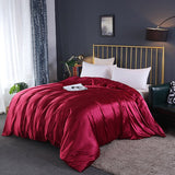 Cifeeo High-end Natural Silk-Blending Queen Size Blanket Cover Solid Stain Duvet Cover Silky Single Double Bed Blanket Comforter Covers