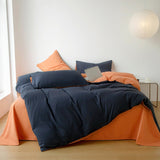 Cifeeo New Simple Solid Color Bedding Set Full Size AB Double-sided Duvet Cover Set with Bed Sheet Quilt Cover and Pillowcases Double